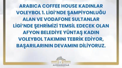 Afyonkarahisar Valiliği'nden Şampiyon Takıma Tebrik