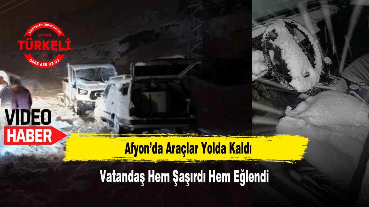 Afyon’da Araçlar Yolda Kaldı, Vatandaş Hem Şaşırdı Hem Eğlendi