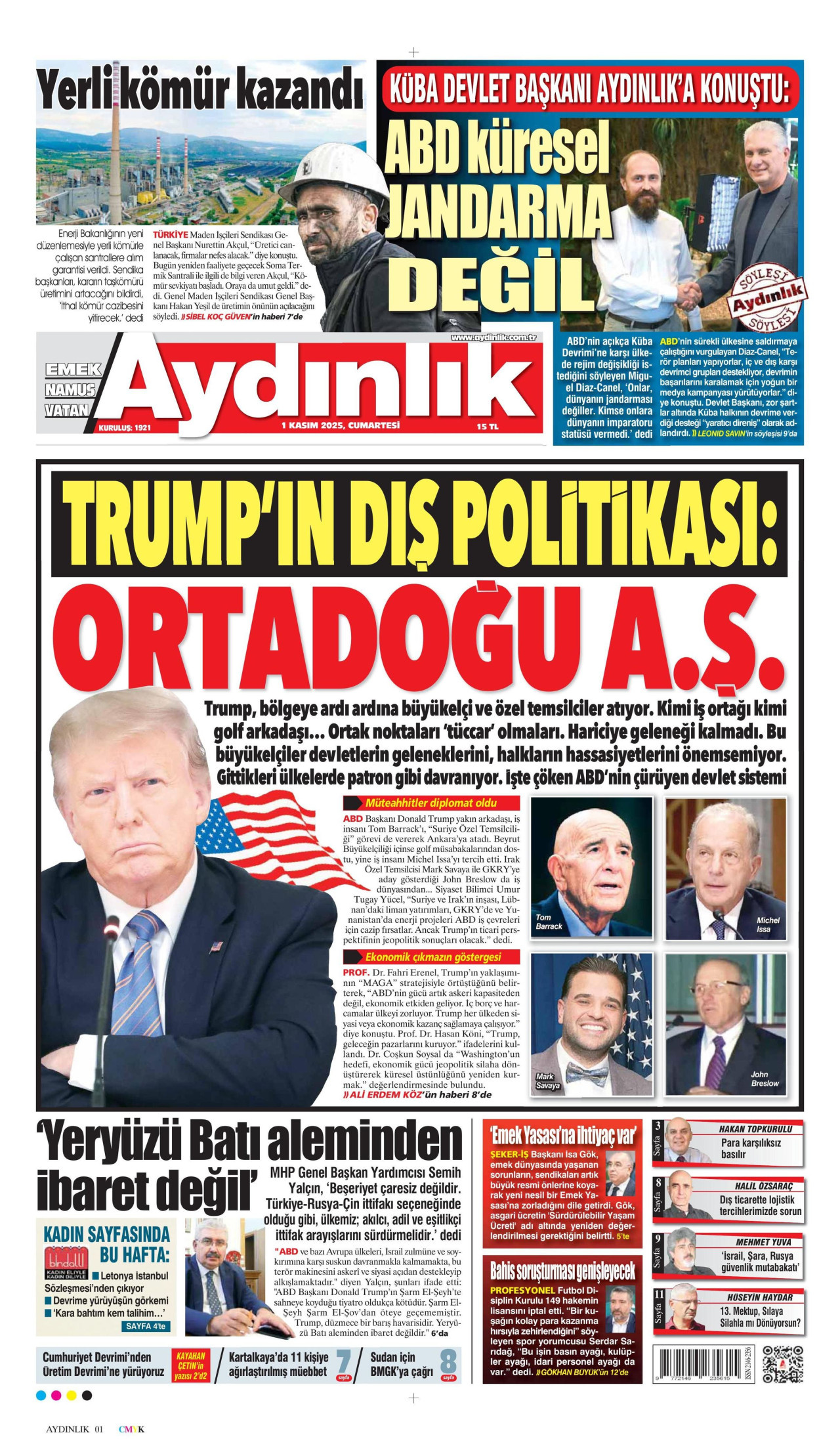 AYDINLIK GAZETESİ Gazete Manşeti