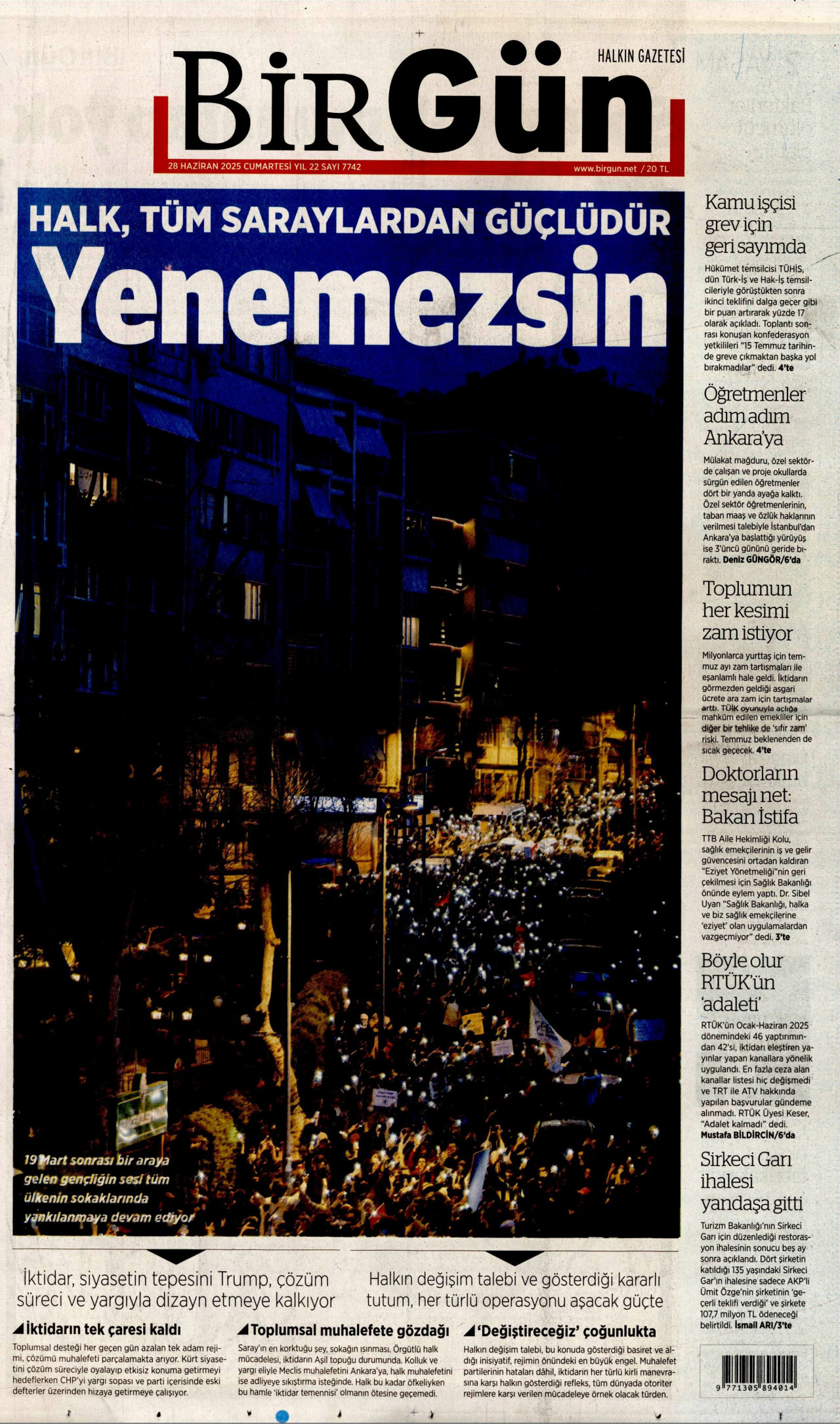 BİRGÜN Gazete Manşeti