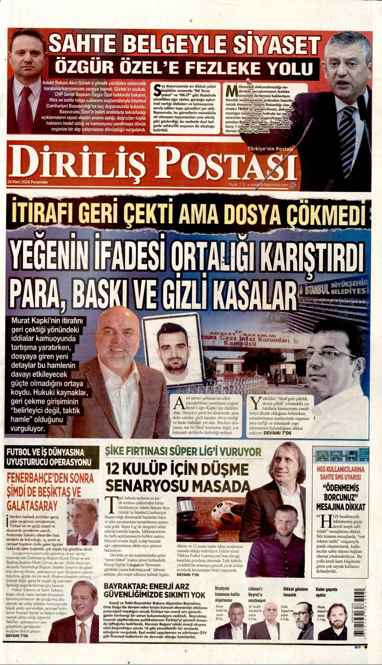 Diriliş Postası Gazetesi Gazete Manşeti