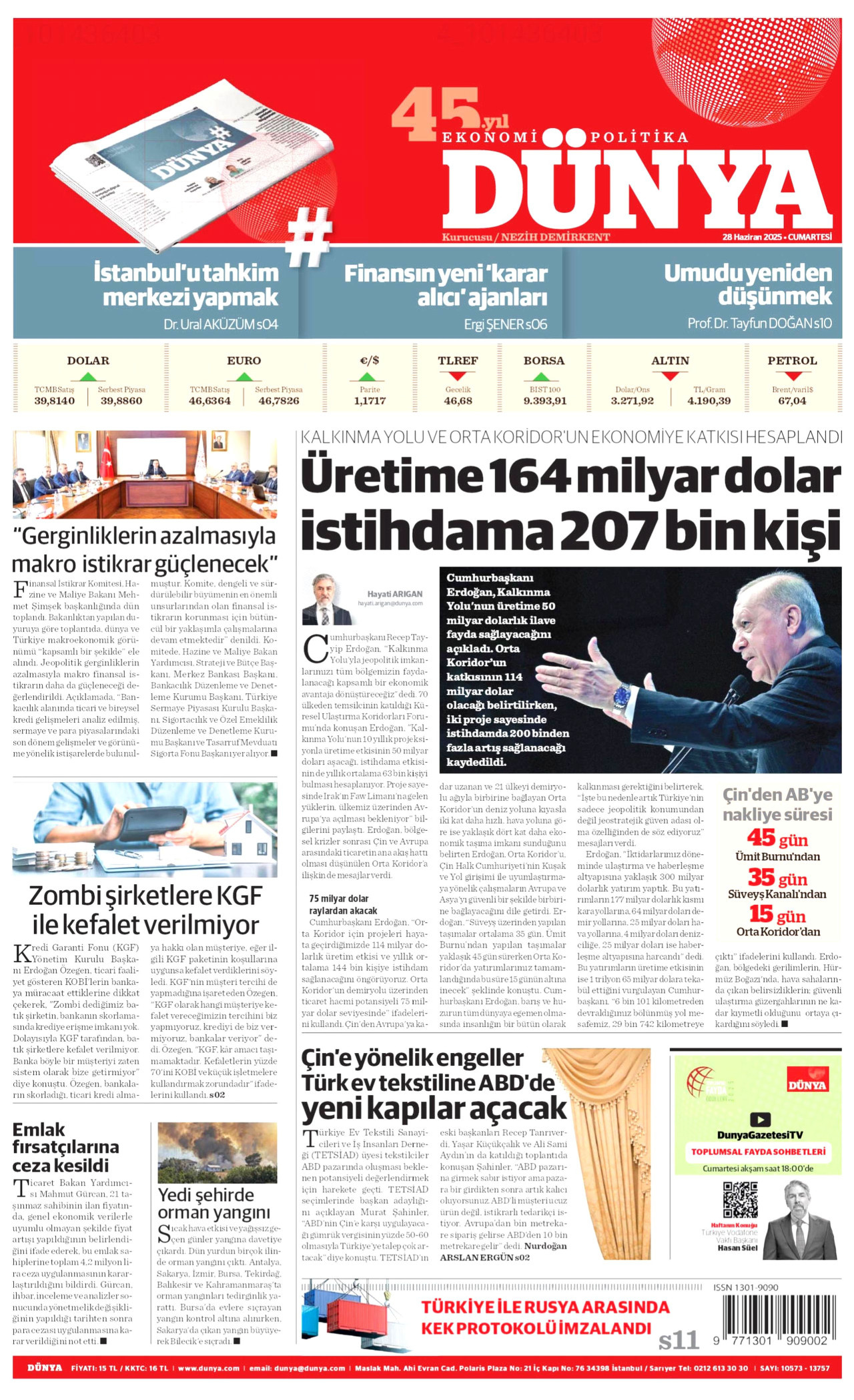 DÜNYA Gazete Manşeti