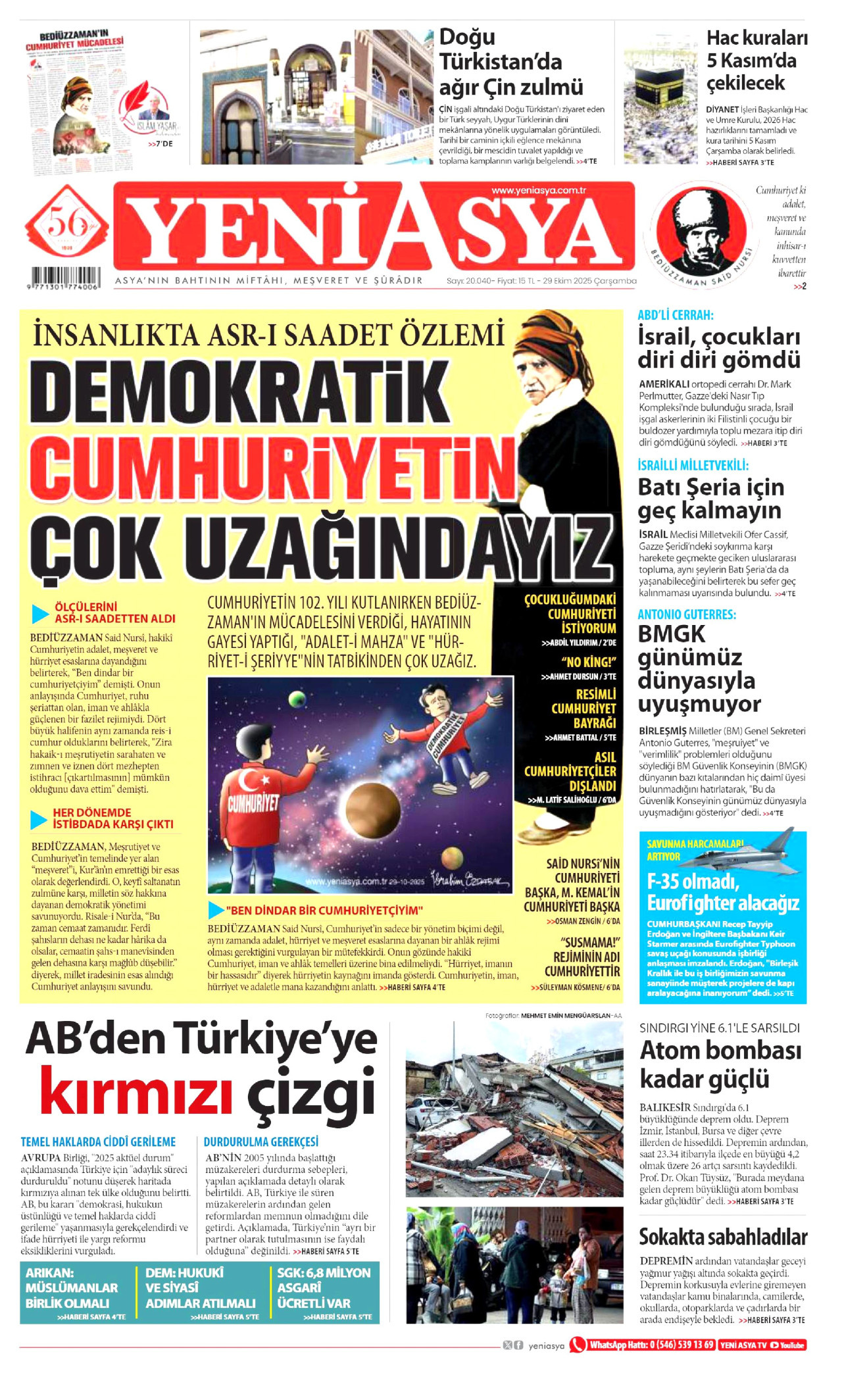 YENİ ASYA Gazete Manşeti