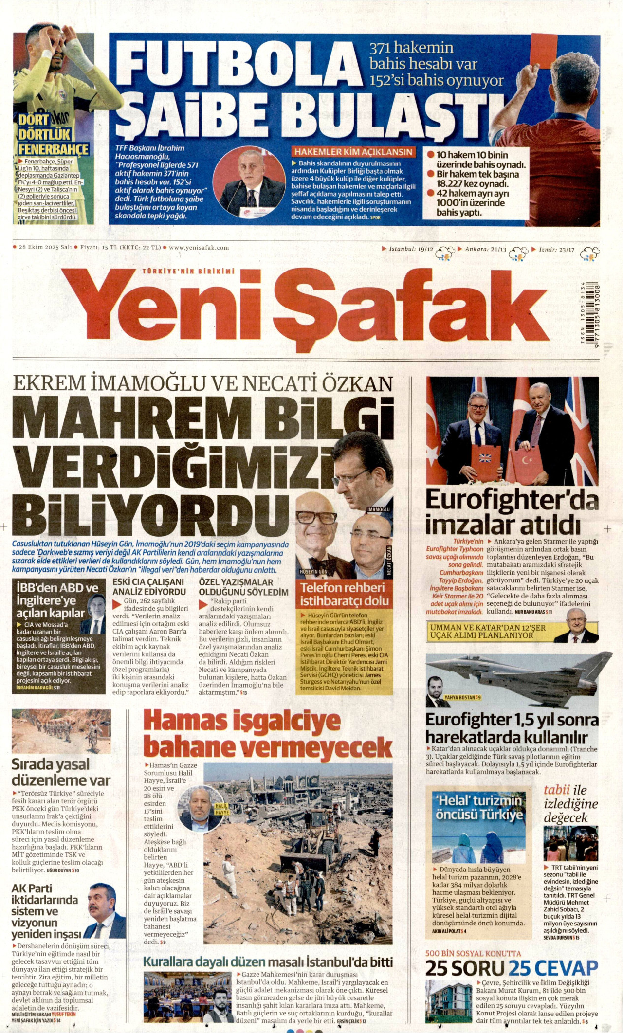 YENİ ŞAFAK Gazete Manşeti