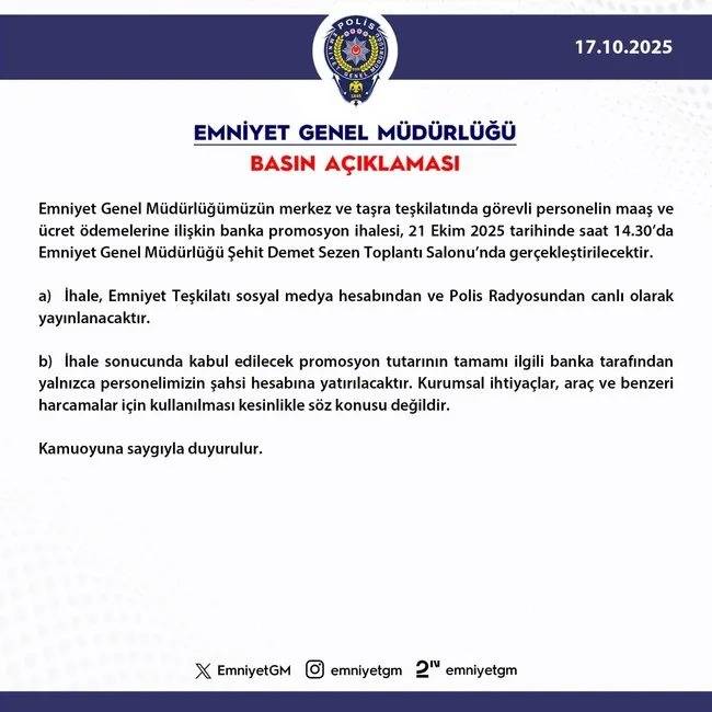 Bakan Yerlikaya’dan EGM Maaş Promosyonu Açıklaması