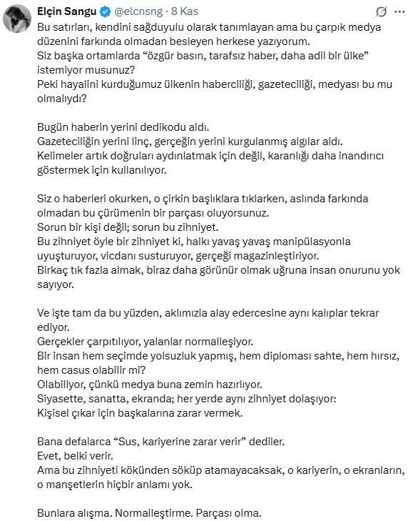 Elçin Sangu’dan İmamoğlu’na Destek Geldi: “Bir İnsan Hem Hırsız Hem Casus Olabilir mi?”