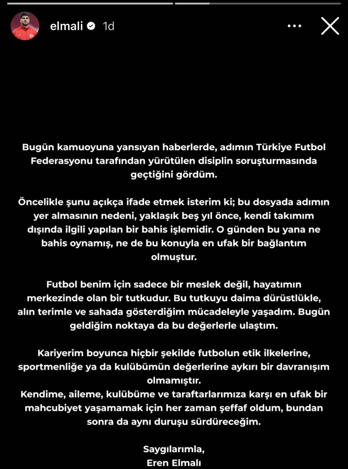 Milli Takım'dan Çıkarılan Eren Elmalı'dan Açıklama Geldi!