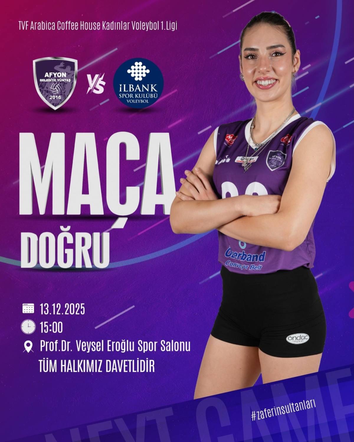 Afyon Belediye Yüntaş Voleybol Takımı İlbank Spor Kulübü ile Karşılaşacak