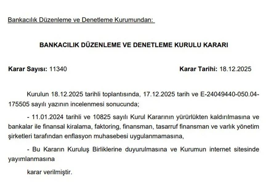 BDDK’dan Enflasyon Muhasebesi Kararını Resmi Olarak Açıkladı!