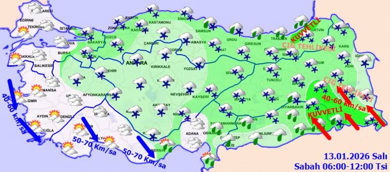 30 İl İçin Sarı Kodlu Uyarı: Meteoroloji'den Kar Yağışı, Kuvvetli Sağanak, Çığ Tehlikesi ve Fırtına Uyarısı!