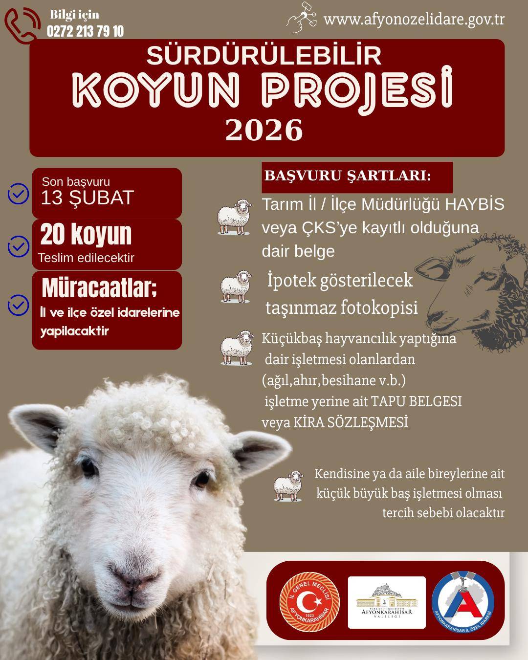 Afyonkarahisar’da Sürdürülebilir Koyun Projesi Başvuruları 19 Ocak’ta Başlıyor!