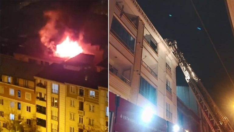 Esenyurt’ta 5 Katlı Binanın Çatısı Alevlere Teslim Oldu!