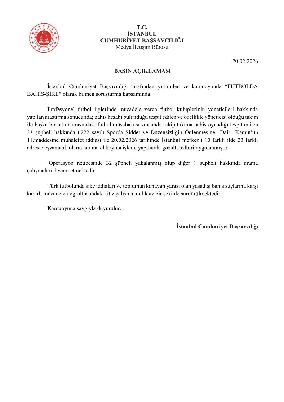 Futbolda Bahis ve Şike Soruşturması: Kulüp Yöneticilerine Operasyon 32 Gözaltı!