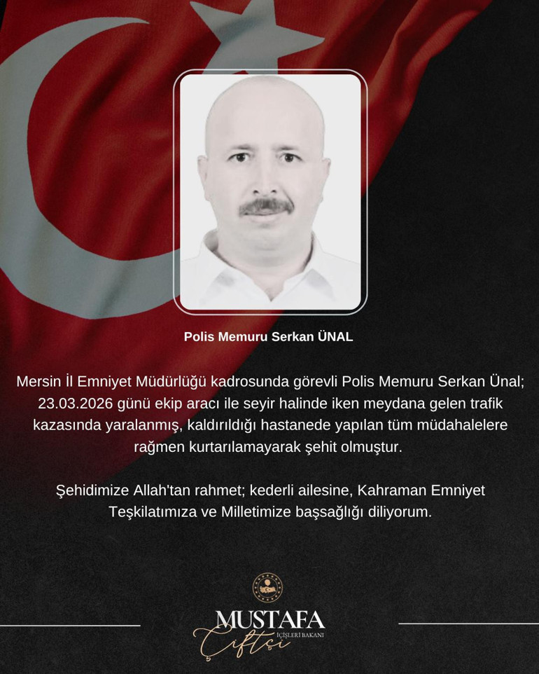 Mersin’de Trafik Kazasında Yaralanan Polis Memuru Serkan Ünal Şehit Oldu!