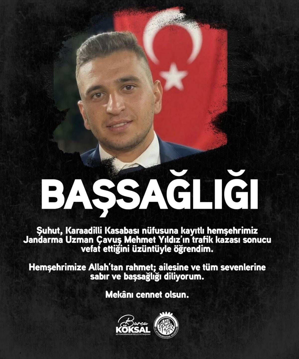 Başkan Köksal’dan Başsağlığı Mesajı: Jandarma Uzman Çavuş Mehmet Yıldız Hayatını Kaybetti