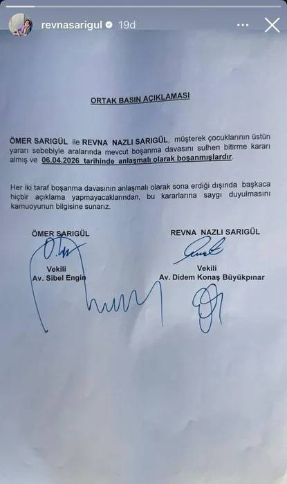 Çekişmeli Dava Sonuçlandı: Revna ve Ömer Sarıgül Resmen Boşandı!