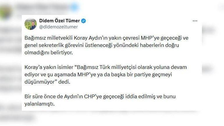 Son Dakika: Koray Aydın MHP’ye mi Geçiyor? Kulisleri Hareketlendiren İddialara Açıklama Geldi!